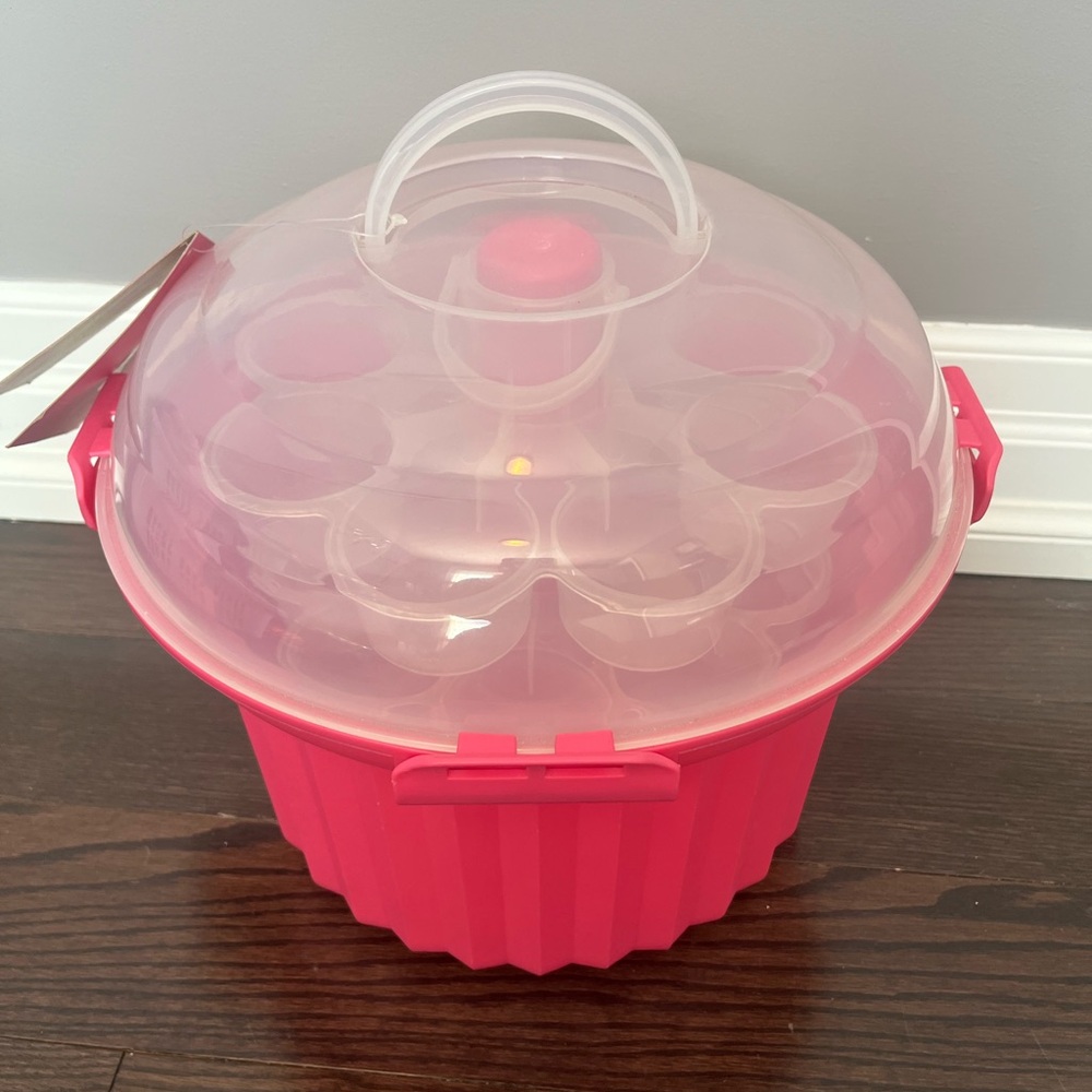 Pink Cupcake Carrier with Clear Lid